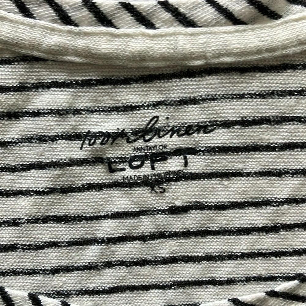 Linen Black and White Striped Top - Picture 2 of 3
